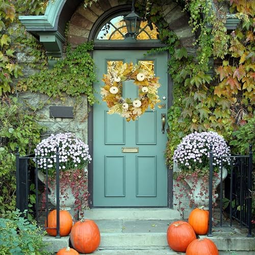 22 Inch Artificial Fall Wreath Autumn Door Decor