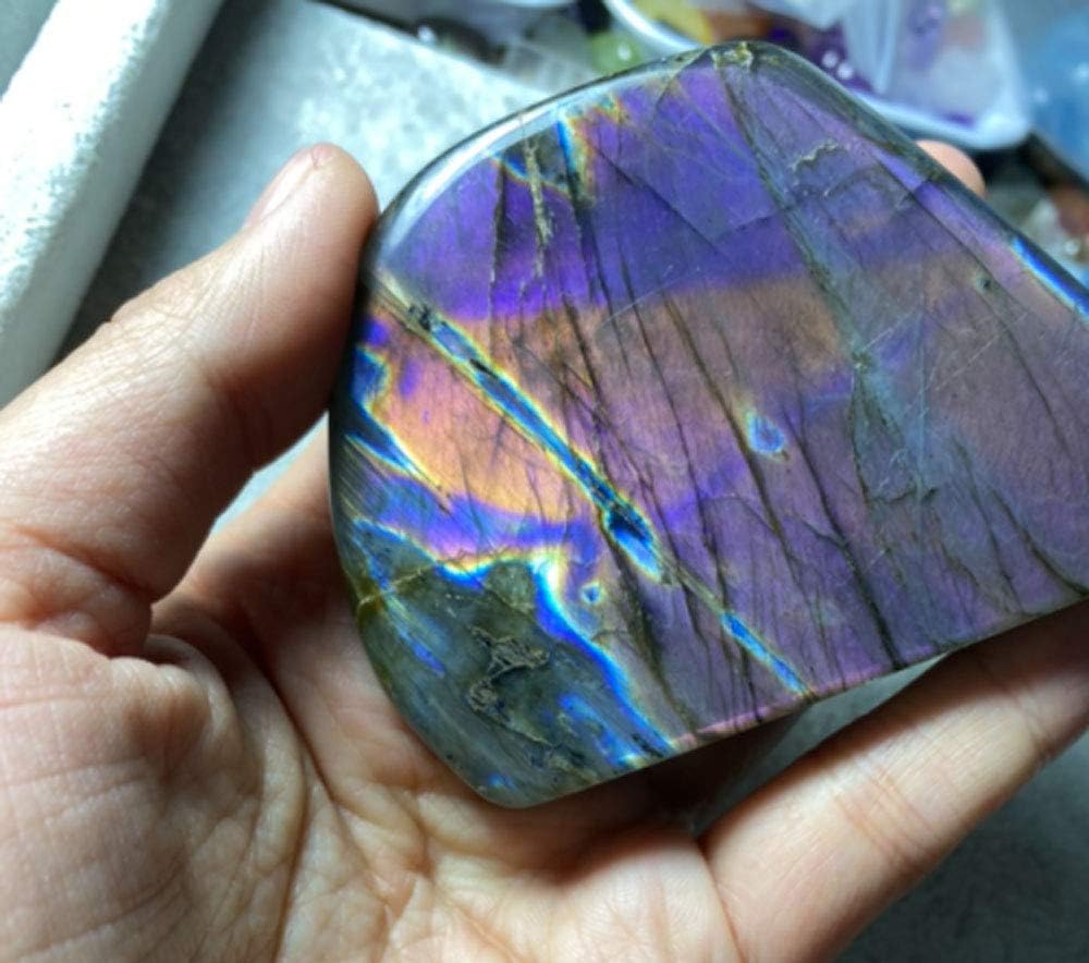 CrystalWonder Natural Labradorite Moonstone Healing Crystal Purple Flash