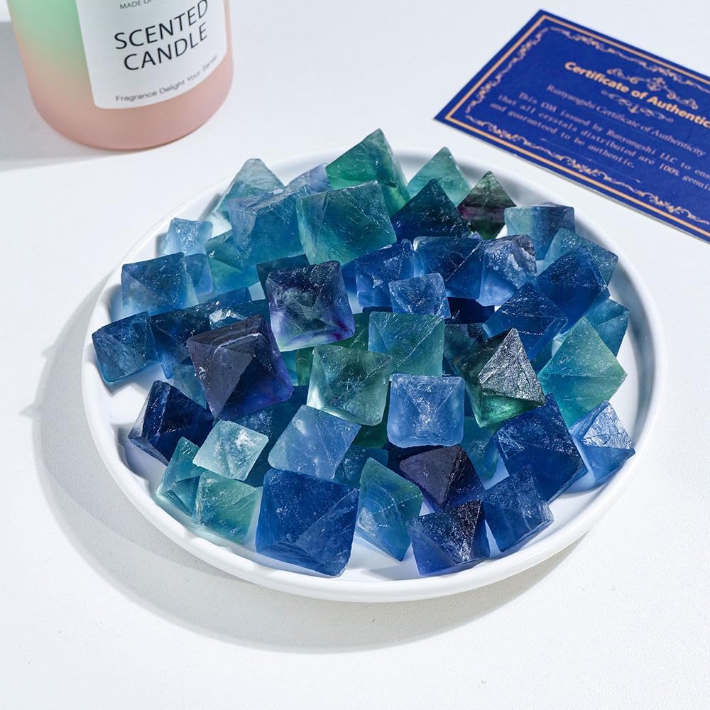 Wholesale Blue Fluorite Octahedron Healing Stone Home Decor