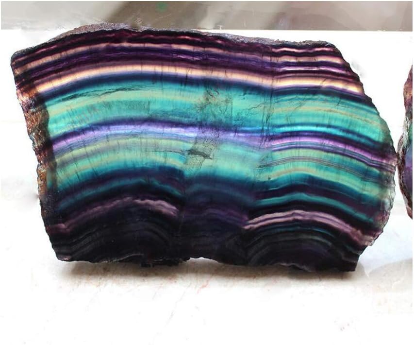 Rainbow Fluorite Slice Healing Crystal with Stand