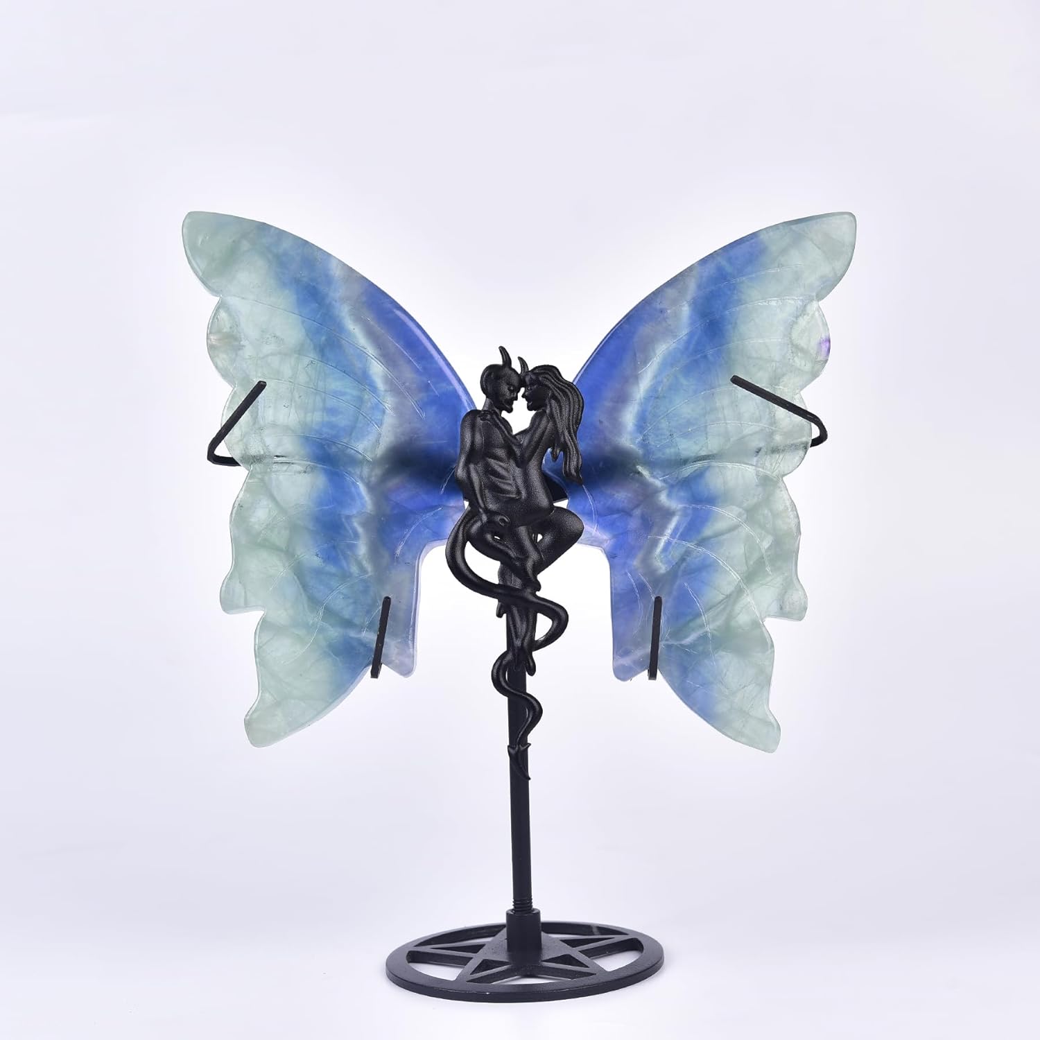 JIC Gem Blue Fluorite Butterfly Wings Sculpture