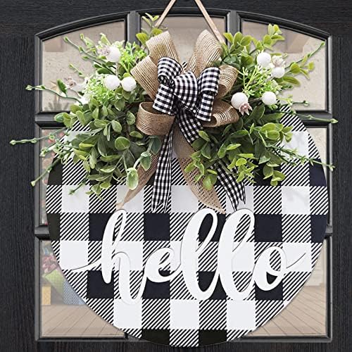 Vofuly Buffalo Plaid Door Wreath 12 Inch Farmhouse Decor