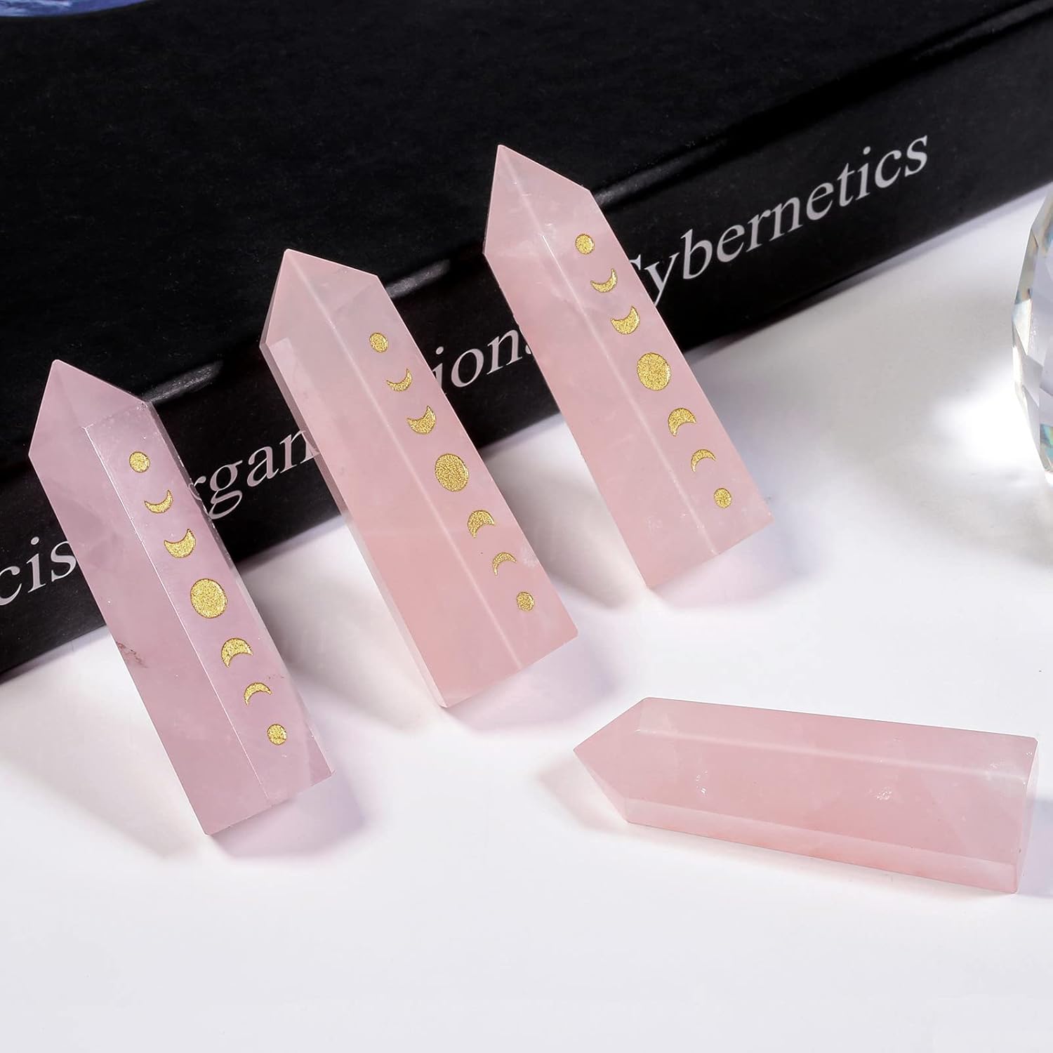 Rockcloud Moon Phase Crystal Wands for Meditation and Home Decor