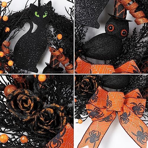 22 Inch Artificial Halloween Wreath for Front Door