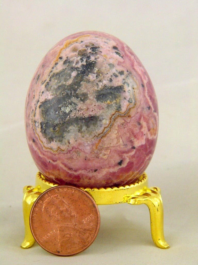 Rhodochrosite Healing Egg with Stand 46x37mm Reiki Activated