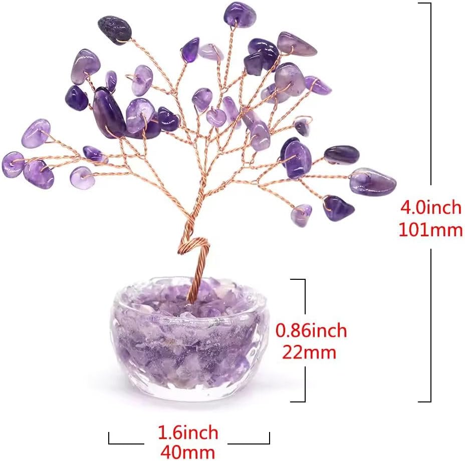 Crystal Money Tree with Citrine and Amethyst Stones