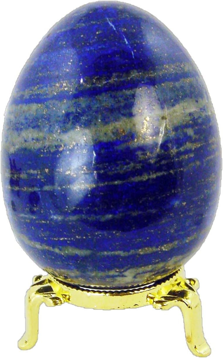 Natural Lapis Lazuli Egg Healing Stone with Stand