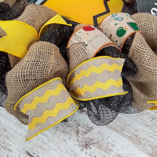 Pencil Teacher Classroom Wreath Black Yellow