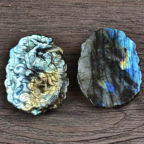 AMOYSTONE Labradorite Healing Palm Stone for Jewelry and Decoration