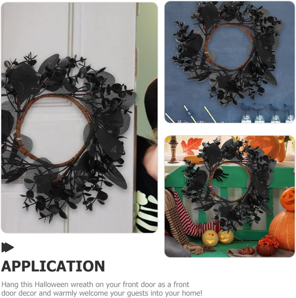 Yardwe Gothic Halloween Wreath 2pcs Black Twig Decor