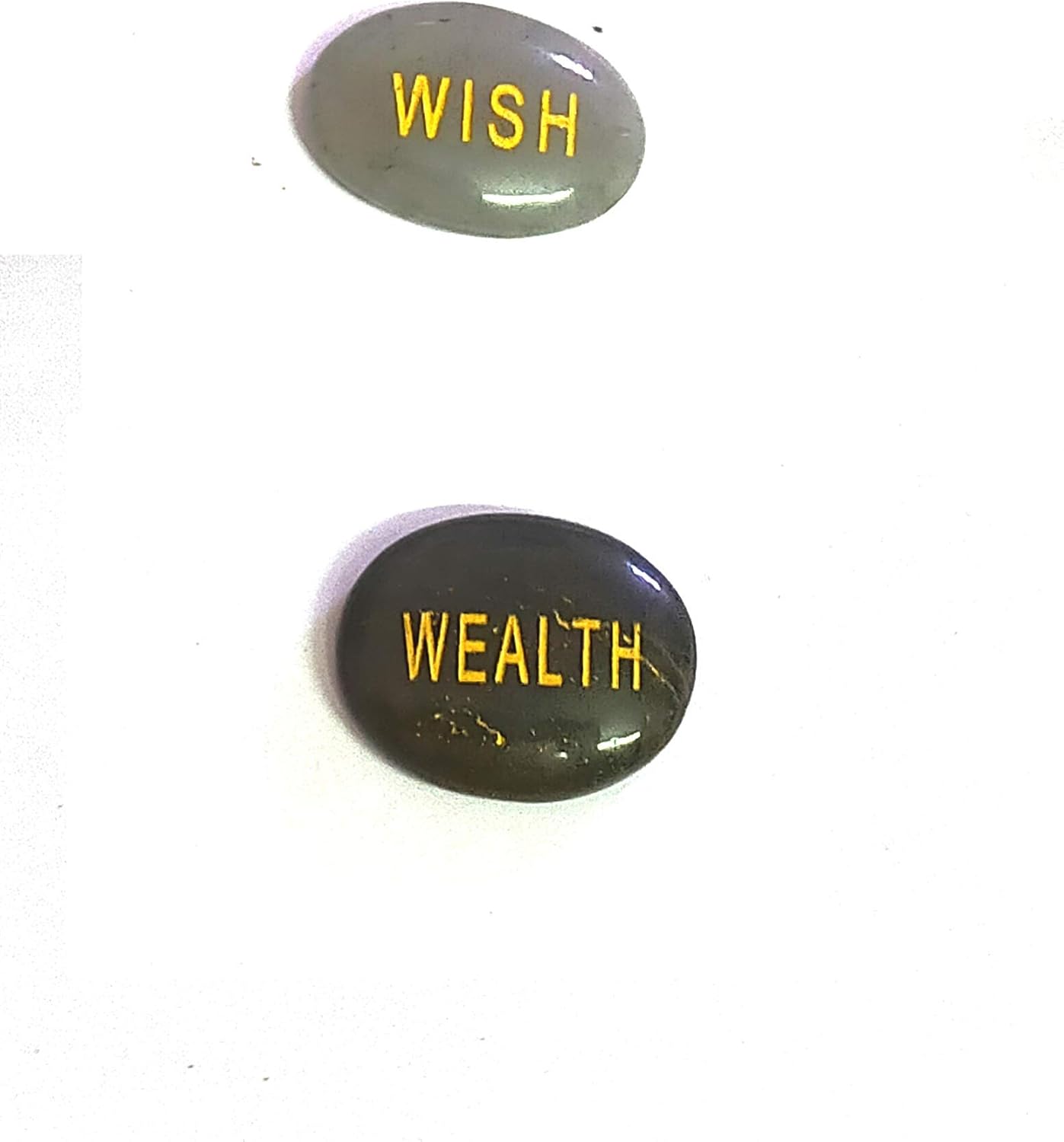 Wish and Wealth Crystal Engraved Inspirational Pocket Healing Stones