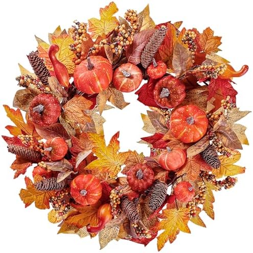 Sggvecsy 18 Inch Artificial Fall Wreath