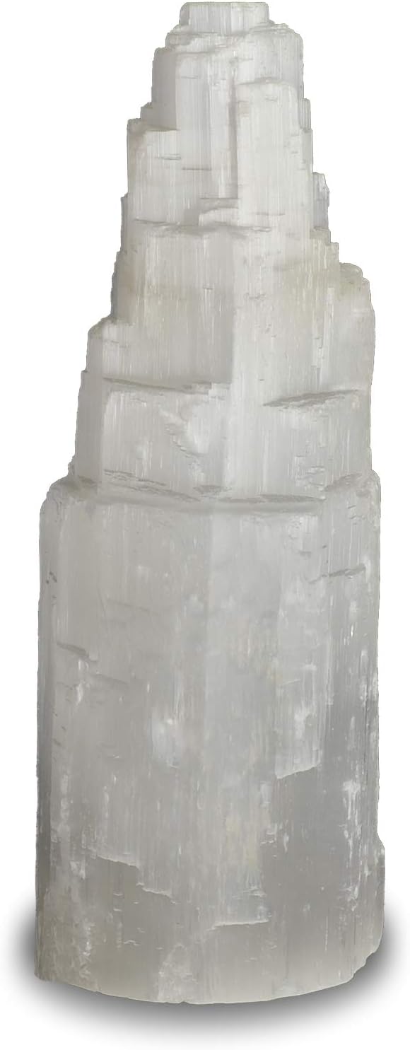 2 Pieces Natural White Selenite Carved Lamps with Dimmer Switch and Light Bulb