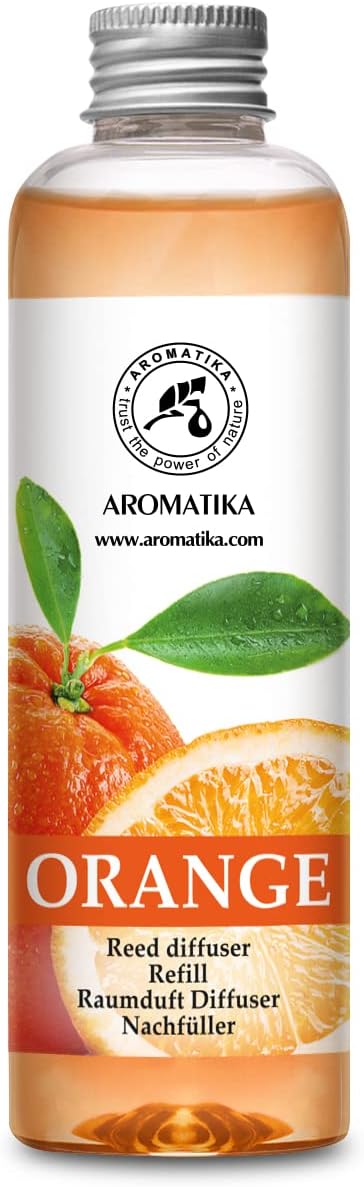 Aroma Organic Reed Diffuser Refill with Natural Orange Essential Oil 200ml