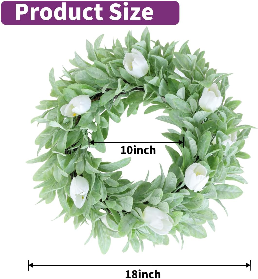 Seasons 18 Inch Lambs Ear Wreath for Home Decor