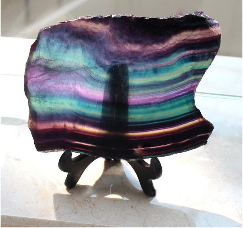 Rainbow Fluorite Slice Healing Crystal with Stand