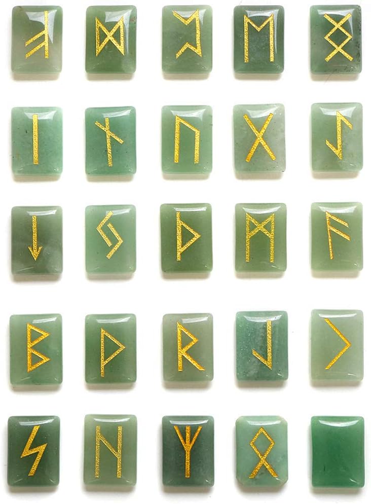 Lapis Lazuli Rune Stones Set with Ancient Lettering