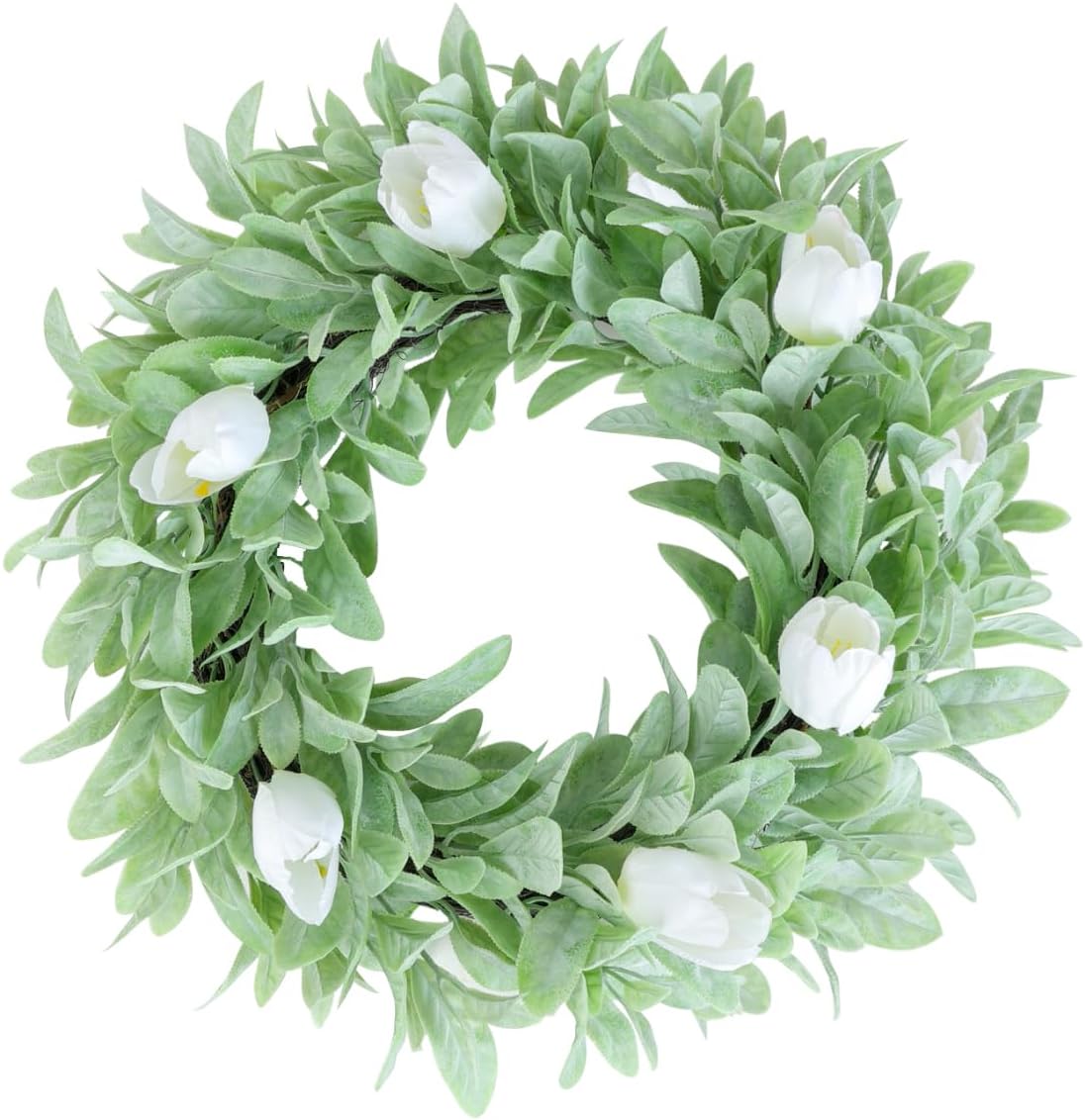 Seasons 18 Inch Lambs Ear Wreath for Home Decor