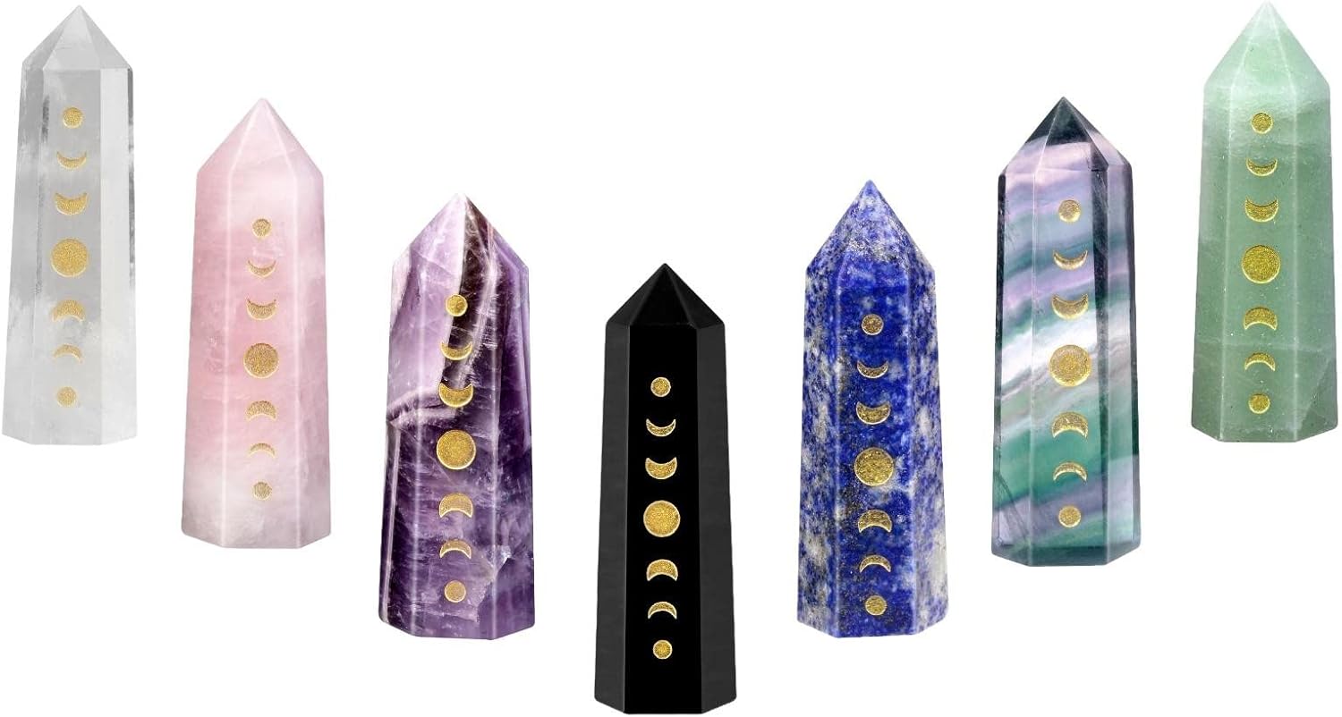 Rockcloud Moon Phase Crystal Wands Set of 7