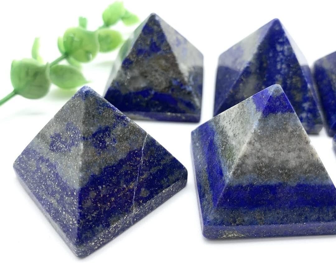 Natural Blue Lapis Lazuli and Quartz Crystal Pyramid Reiki Tower Home Decor