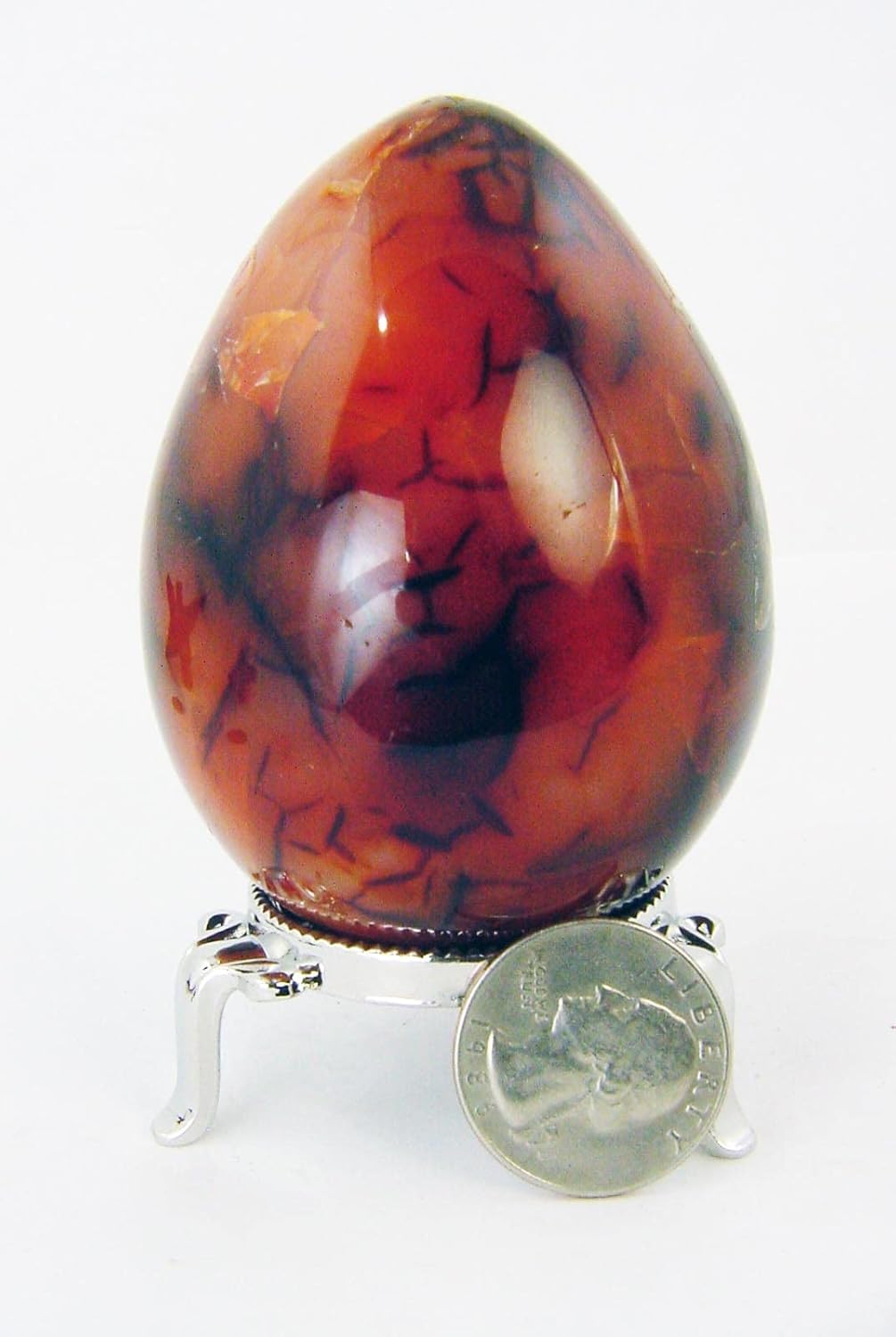 Carnelian Agate Egg Lapidary Healing Stone with Stand