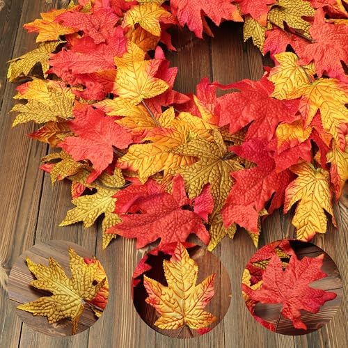 26 Inch Foldable Fall Wreath with Timer and Lights