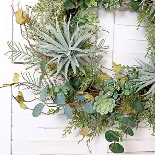 Idyllic 22 Inch Artificial Succulent Wreath for Front Door and Home Decor