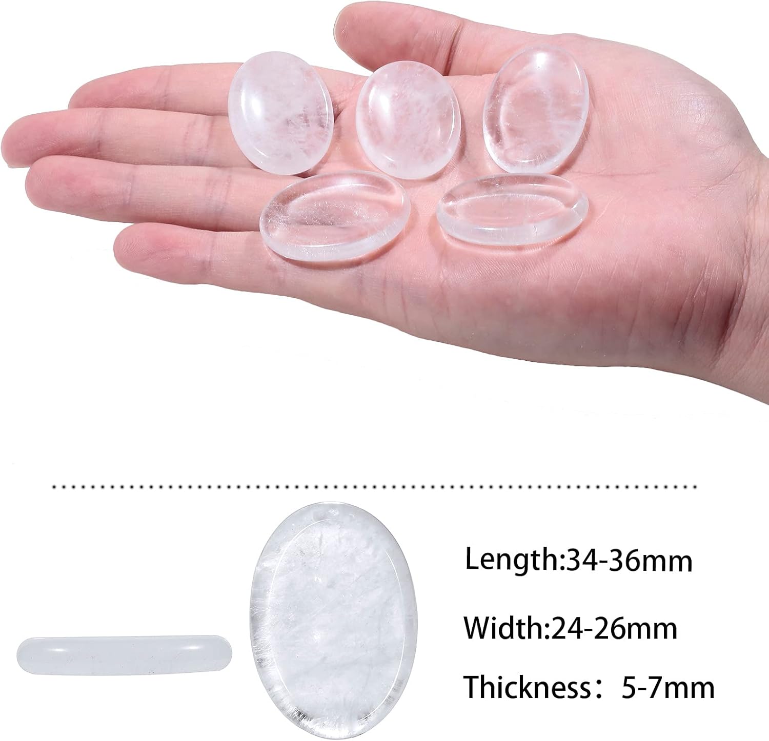 Oval Thumb Worry Stone Pack of 4 Rock Quartz for Anxiety Relief and Meditation