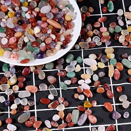 Mookaitedecor 1 Pound Colorful Agate Tumbled Chips for Crafts and Decor