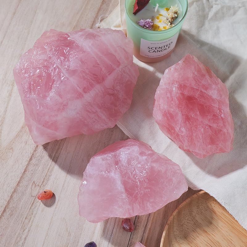 1 Pink Large Natural Crystal Raw Stone for Aromatherapy and Home Decor