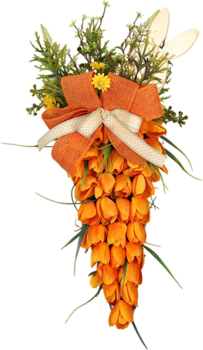 Tulip Carrot Easter Swag Wreath for Front Door and Office Decor