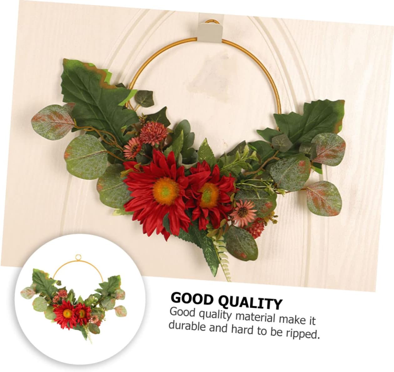 PRETYZOOM Artificial Sunflower Wreath for Thanksgiving Decor