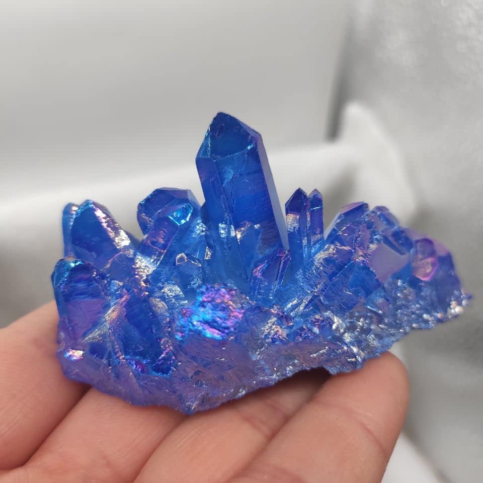 1pc Crystal Cluster Specimen Blue Angel Aura Flower Healing Gemstone