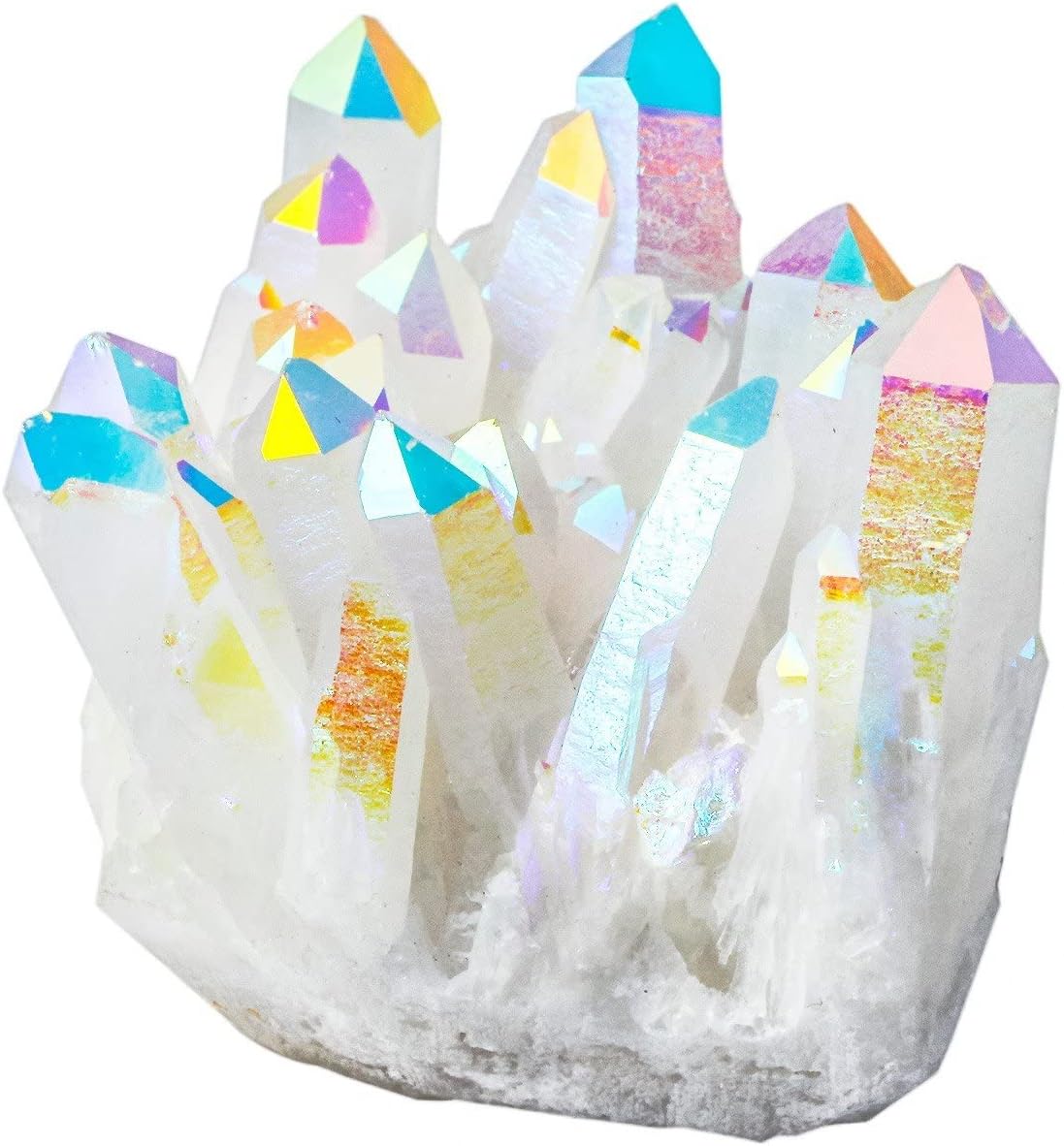 Rockcloud Titanium Coated Crystal AB Rough Stone Cluster Druzy Geode Figurine 2 Pcs