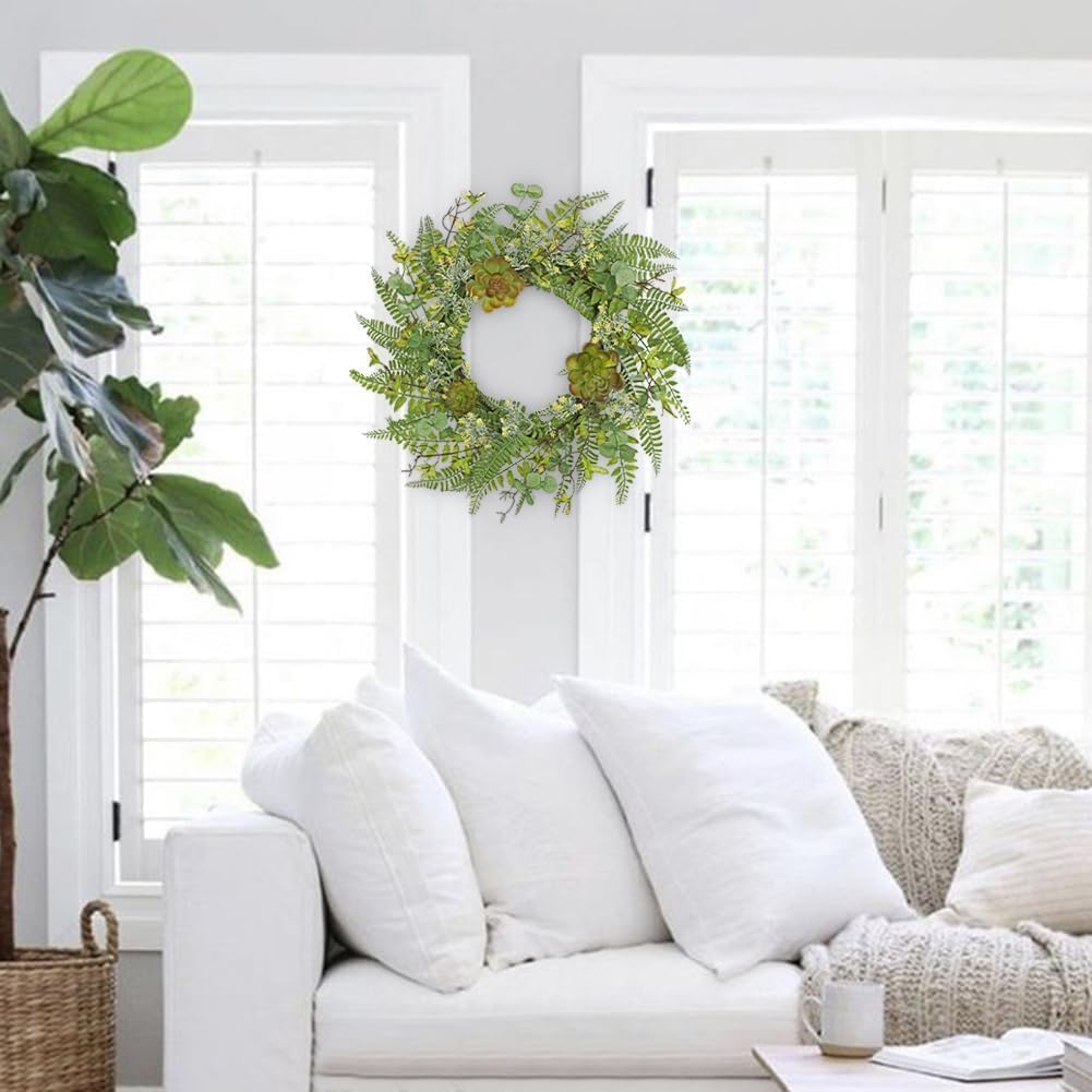 24 Inch Artificial Fern Wreath for Front Door