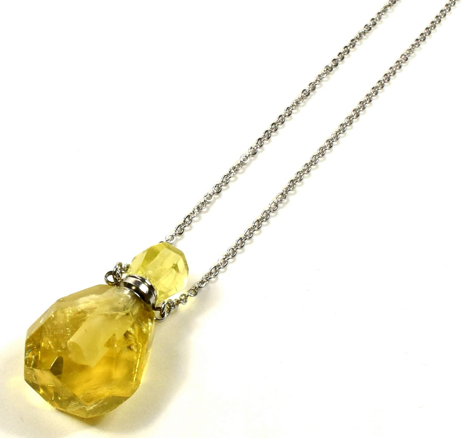 33mm Golden Citrine Perfume Carved Bottle with Chain