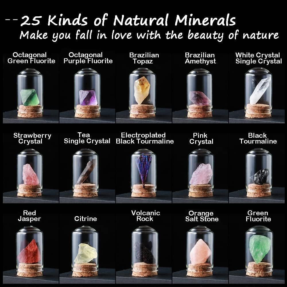 Crystal Mineral Specimen Set 25 Pack Natural Stones for Home Decoration and Healing