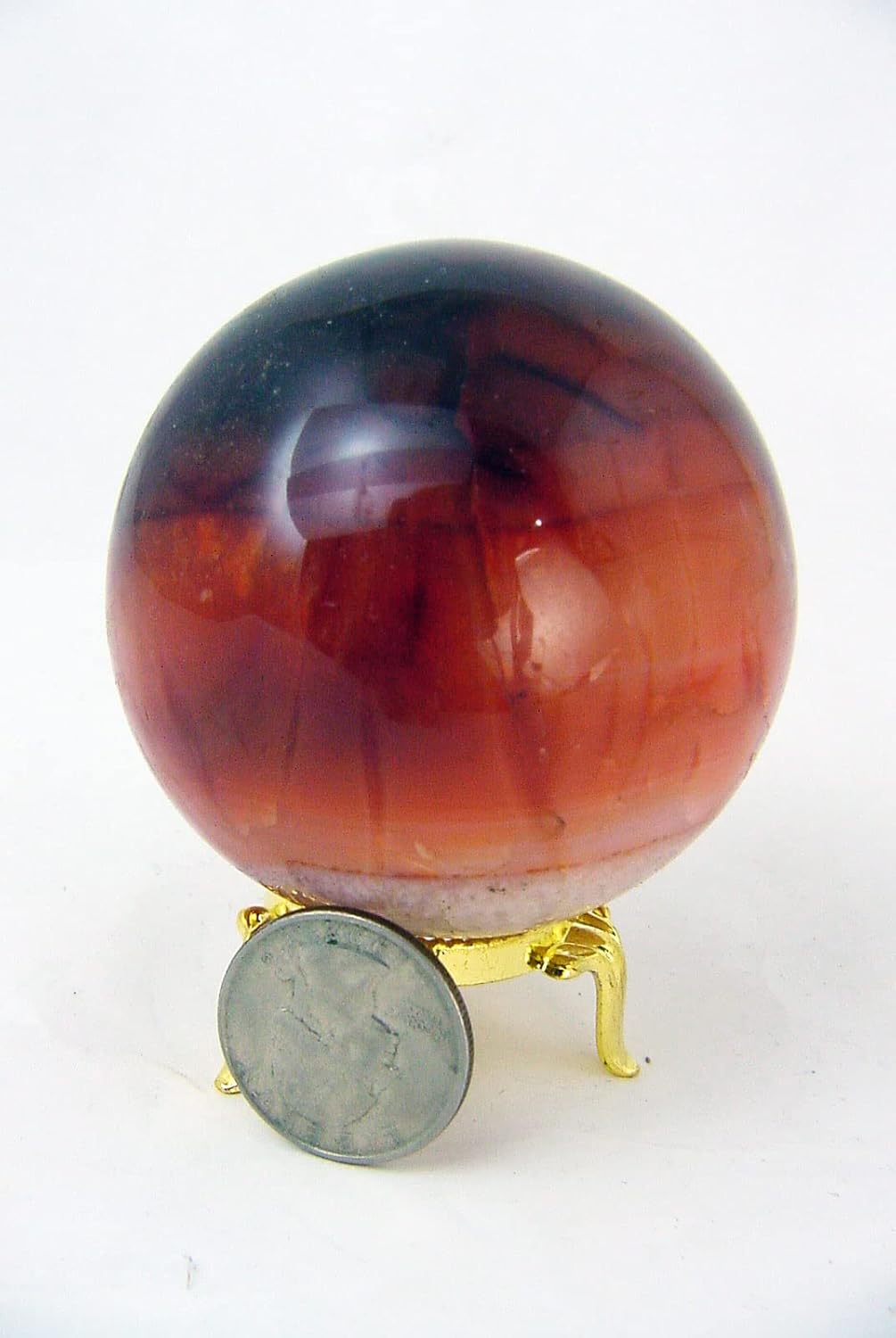 Carnelian Agate Sphere 65mm with Stand for Healing and Decor
