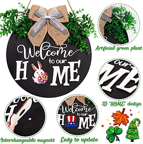 Interchangeable Seasonal Welcome Sign Front Door Decor - Home Porch Display Decorations