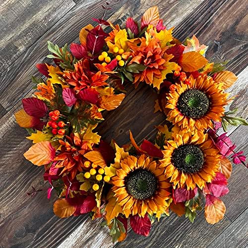 Tokcare 20 Inch Fall Wreath for Front Door