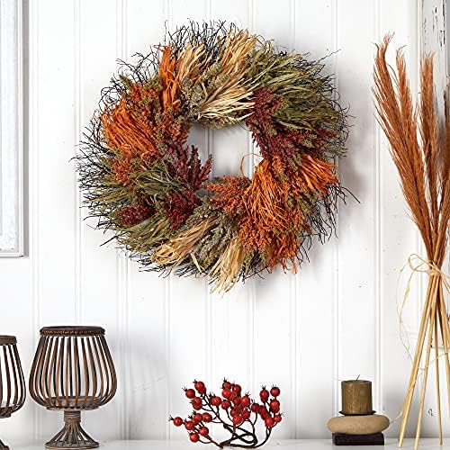 Nearly Natural 26 Inch Fall Sorghum Artificial Wreath