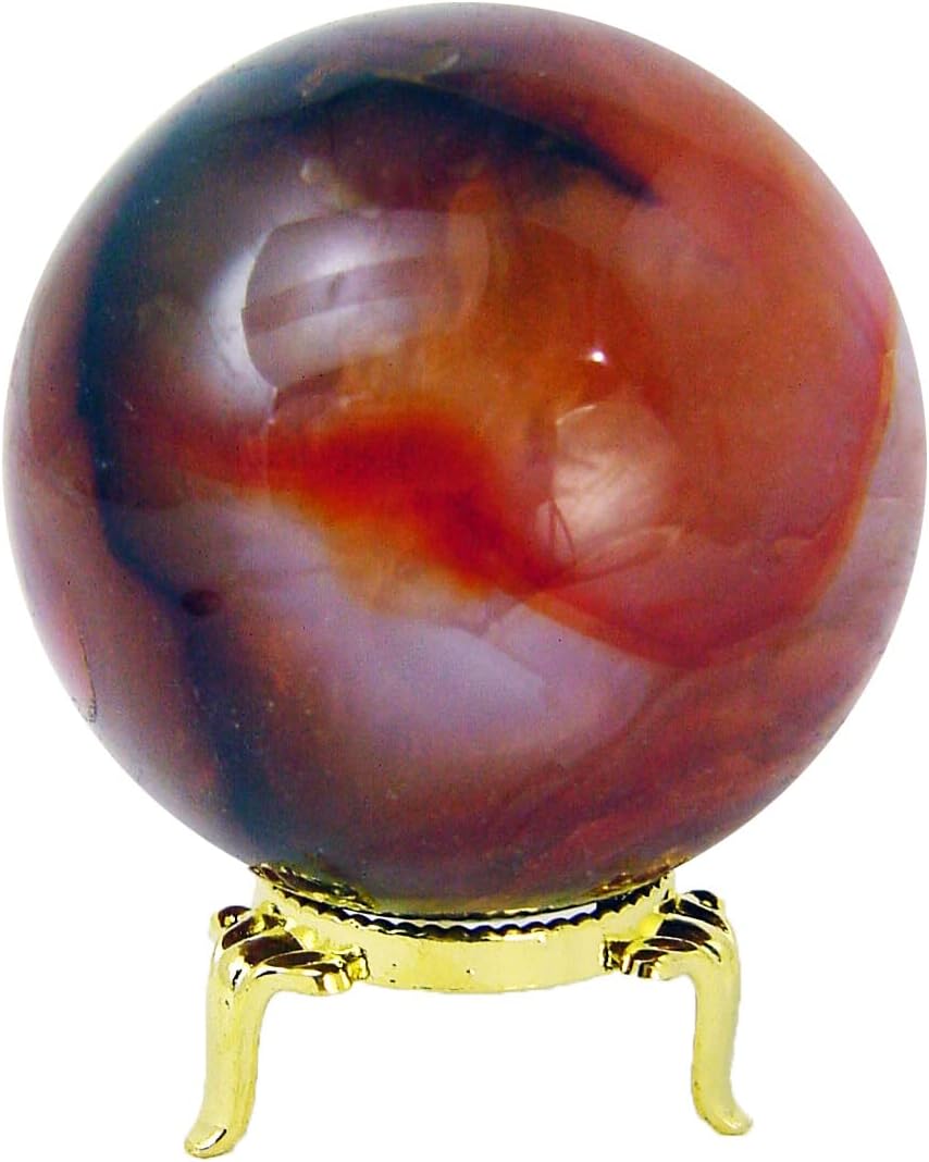 Carnelian Agate Sphere 64mm Healing Stone with Stand