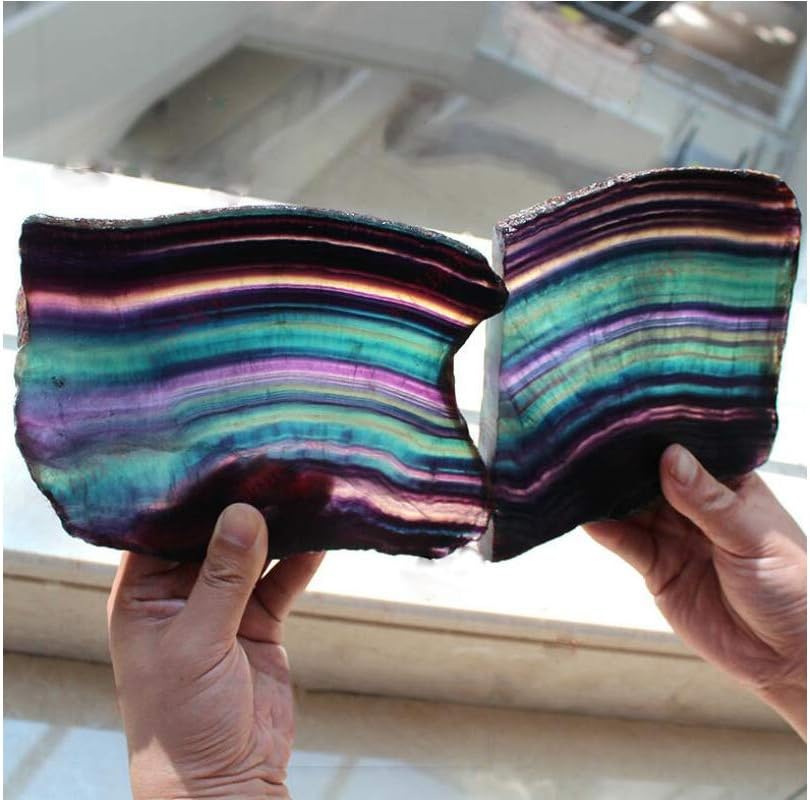 Rainbow Fluorite Slice Healing Crystal with Stand