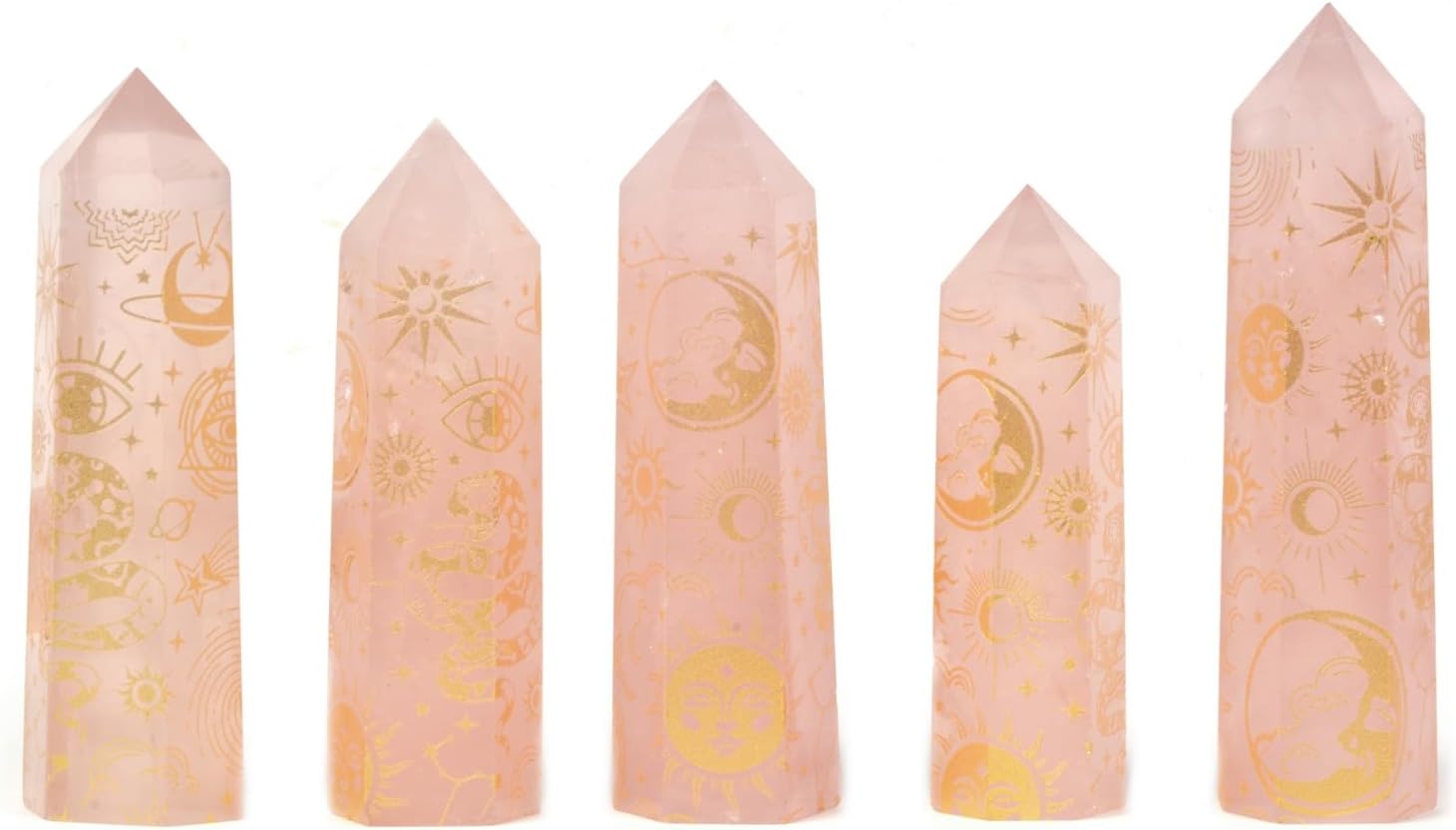 Rose Quartz Moon and Witch Crystal Tower Healing Crystal for Spiritual Use