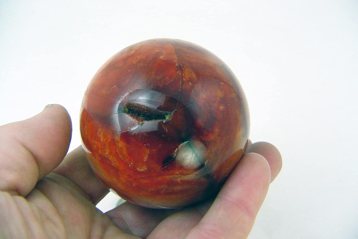 Carnelian Agate Sphere 64mm Healing Stone with Stand