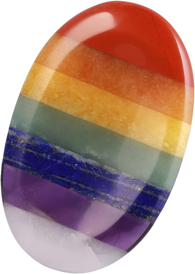 TUMBEELLUWA 7 Chakra Crystal Thumb Worry Stone