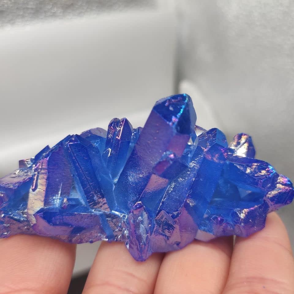 1pc Crystal Cluster Specimen Blue Angel Aura Flower Healing Gemstone