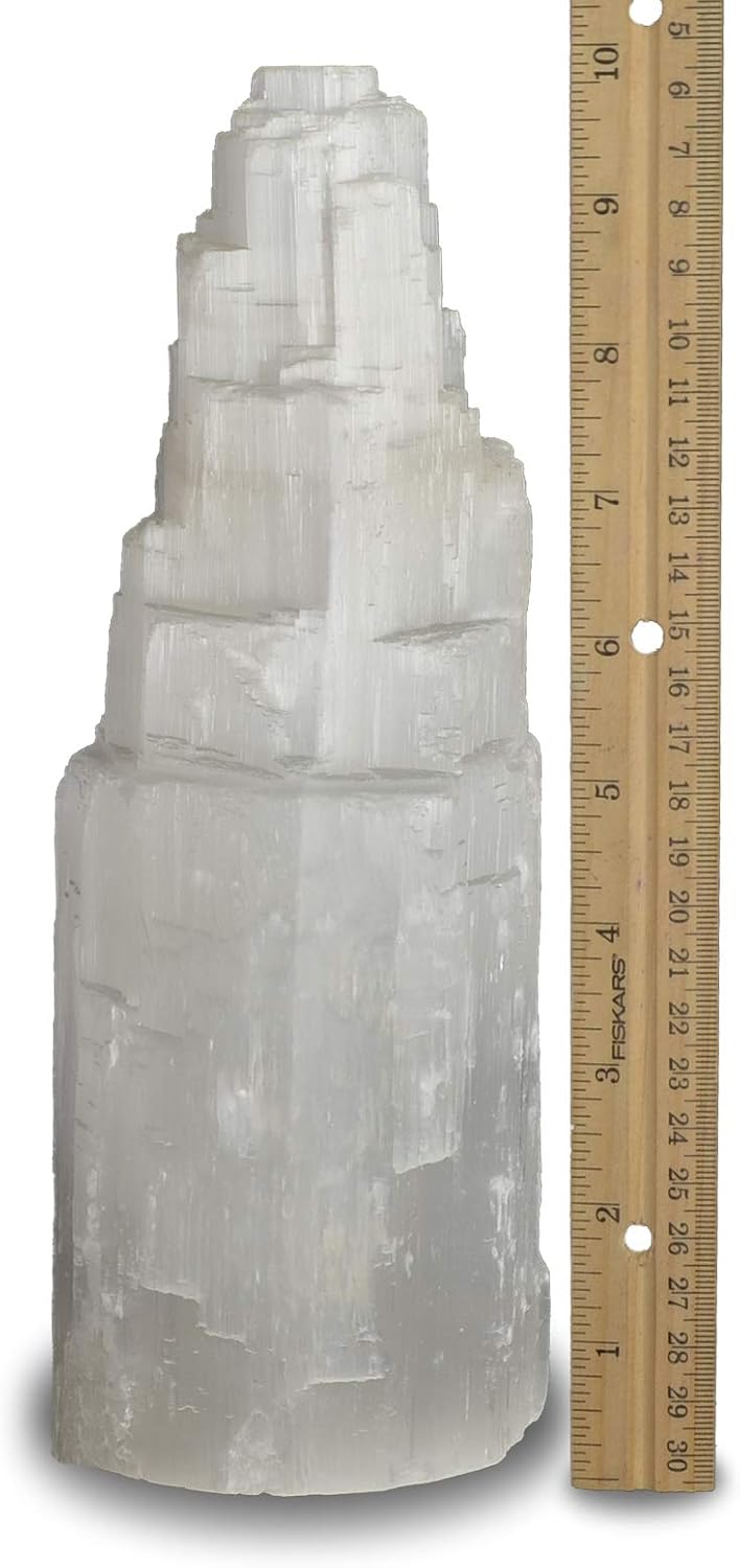 2 Pieces Natural White Selenite Carved Lamps with Dimmer Switch and Light Bulb