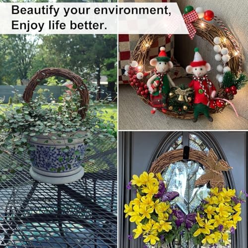7PCS 10 Inch Natural Rattan Wreaths for Decor