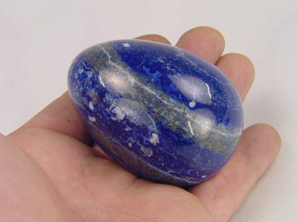 Natural Afghanistan Lapis Lazuli Egg Healing Stone with Stand
